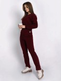 Insulated tracksuit for women sweatshirt and loose pants burgundy FI762